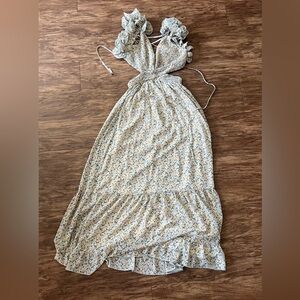 Fate Floral Dress with Gold Accents